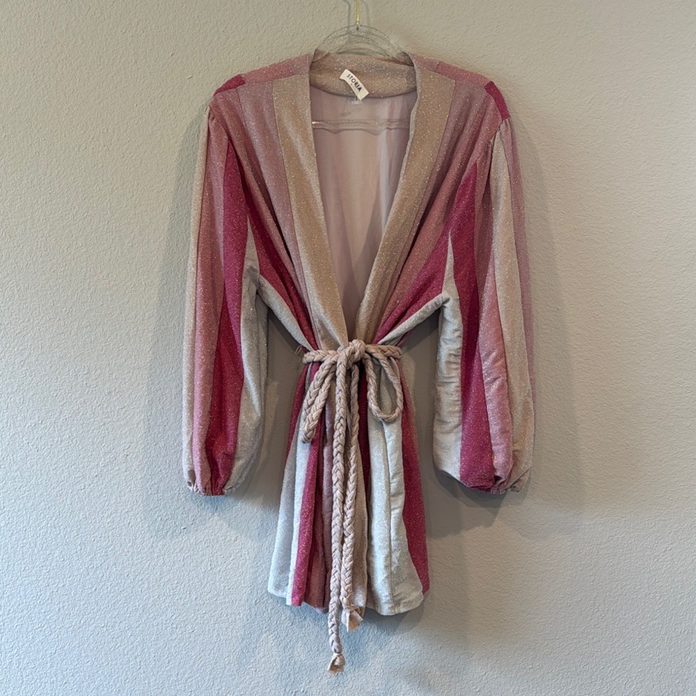 Storia Pink and Cream Striped Robe